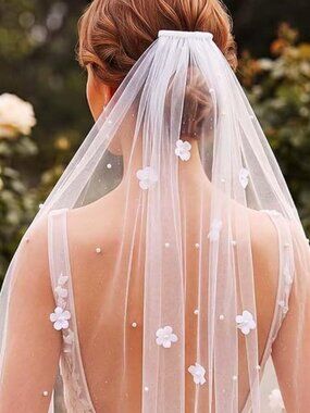 Flower Wedding White Veil